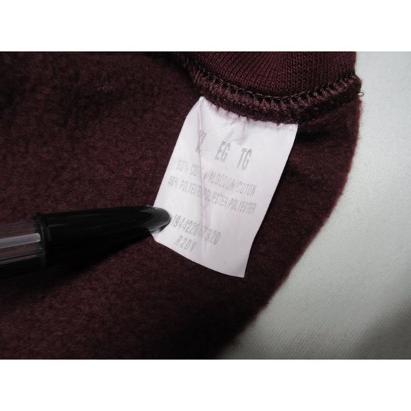 Fruit of‎ the Loom burgundy crew neck fleece pullover sweatshirt - Picture 7 of 11